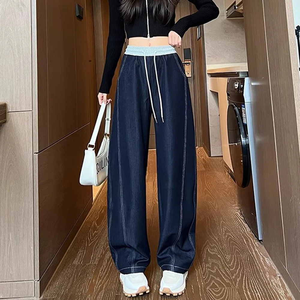 女童牛仔裤弯刀裤秋装儿童阔腿裤初中生长裤宽松2025新款洋气大童