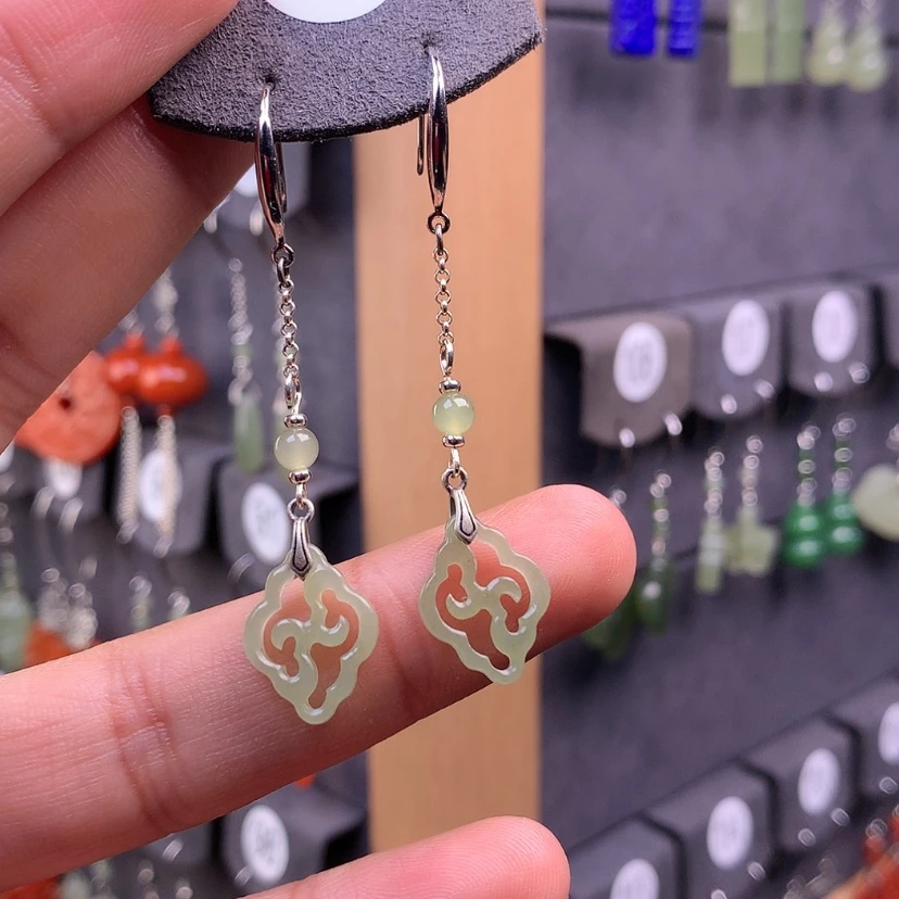 【闪购商品】和田玉耳饰银S925镶嵌?****?