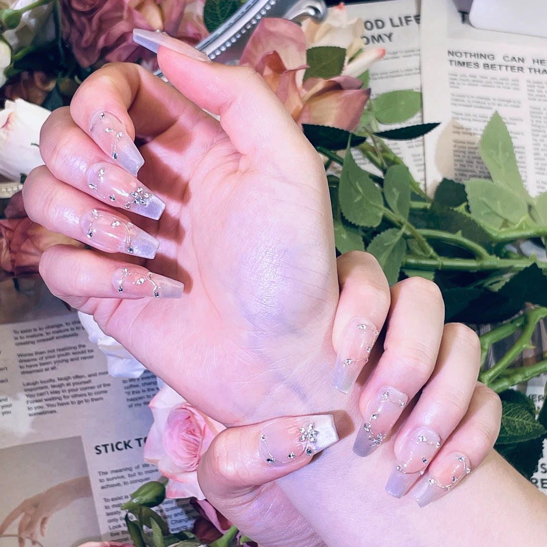 【春枝枝蔓】简约气质纯手工光疗穿戴甲成品纯手工穿戴式猫眼美甲