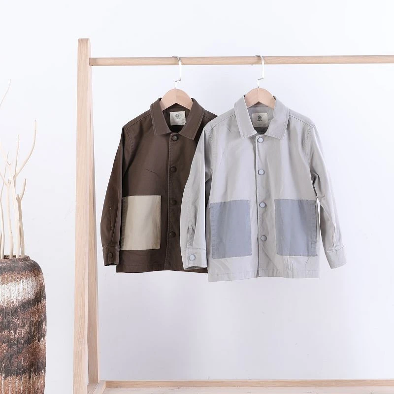 【乐乐爸粉丝福利】男女童春季长袖撞色牛仔外套翻领上衣2311060377