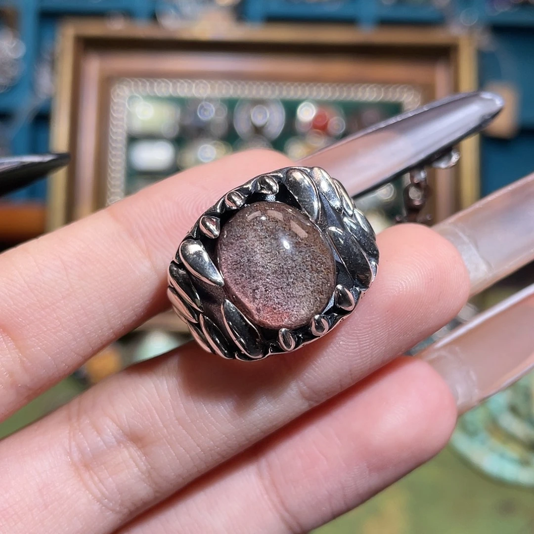 烟晶银S925镶嵌戒指