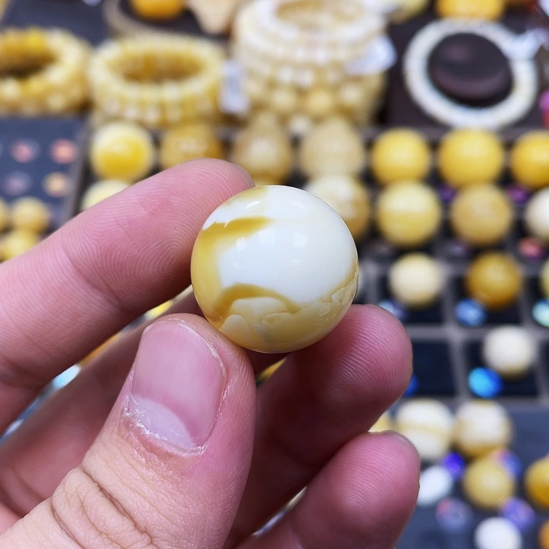 蜜蜡珠宝奇石未镶嵌20.6+mm金瓷白款｜圆珠·段掌柜