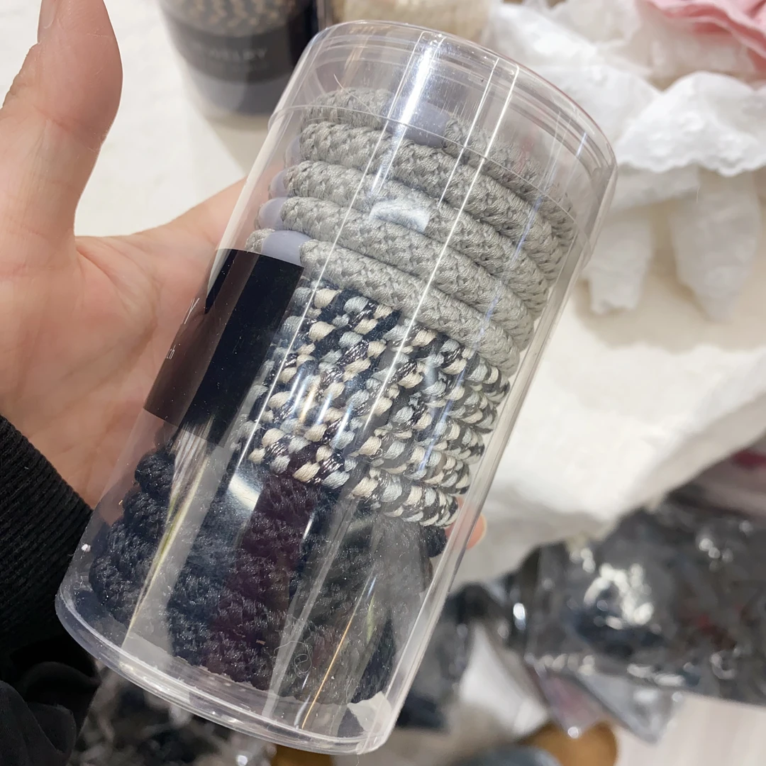 A464黑银色冠军发绳一桶15根