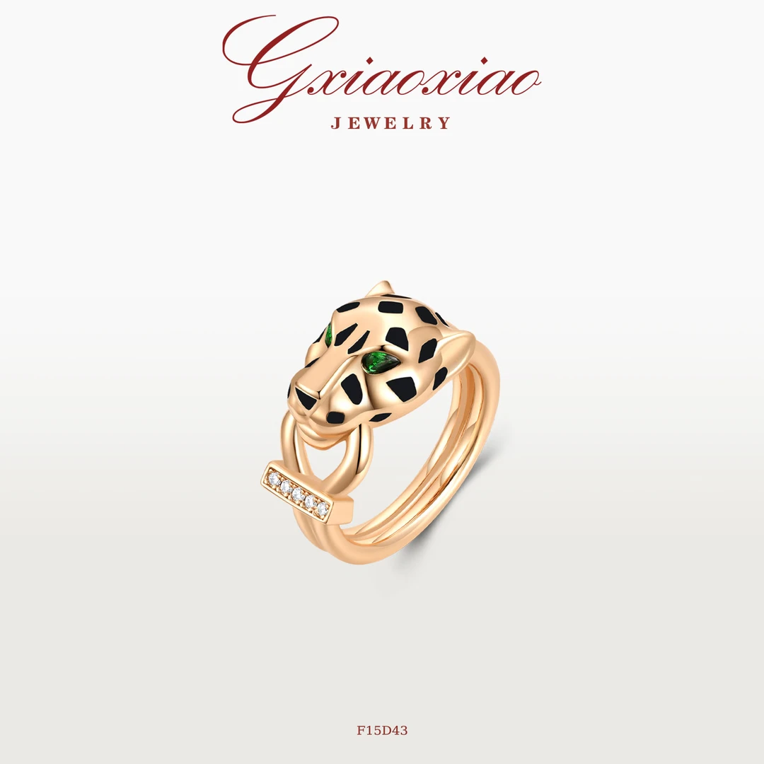 G XIAOXIAO 【绿眸豹魂】法式轻奢气质高级豹子戒指 F15D43