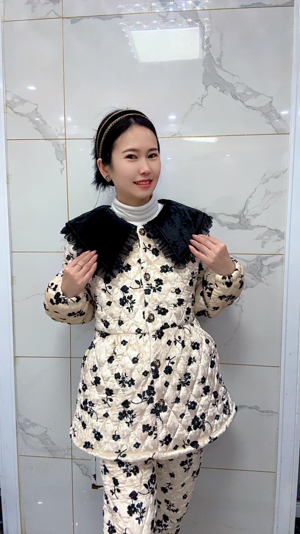 945新款金丝绒三层加厚保暖套装家居服外出款