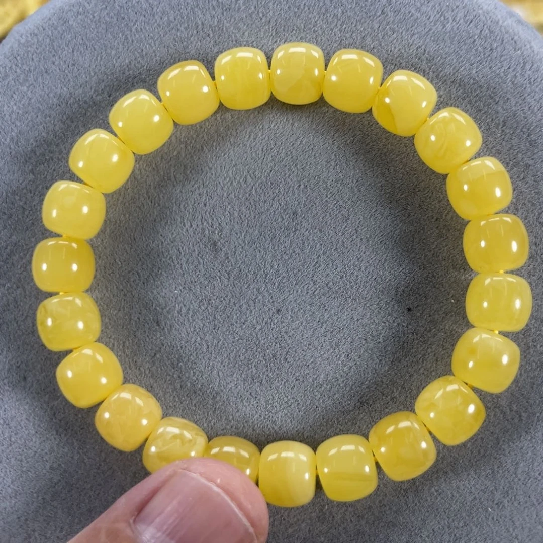 蜜蜡手链未镶嵌纯天然俄料鸡油黄