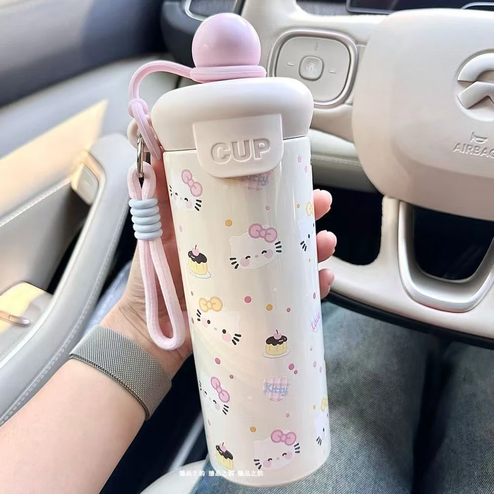 卡通316吸管水杯高颜值手提绳保温杯大容量学生户外便携杯子新款