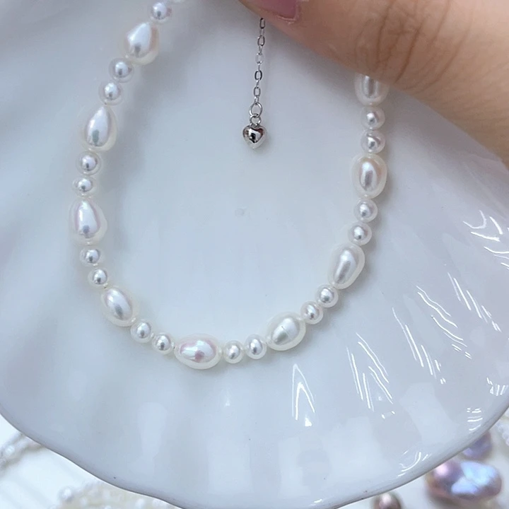 手绳银S925镶嵌淡水珍珠