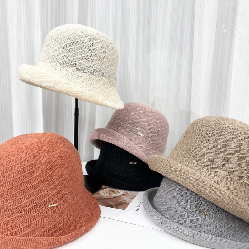 亚麻帽子女士夏季防晒帽新款遮阳帽卷边春秋太阳帽时尚减龄潮凉帽