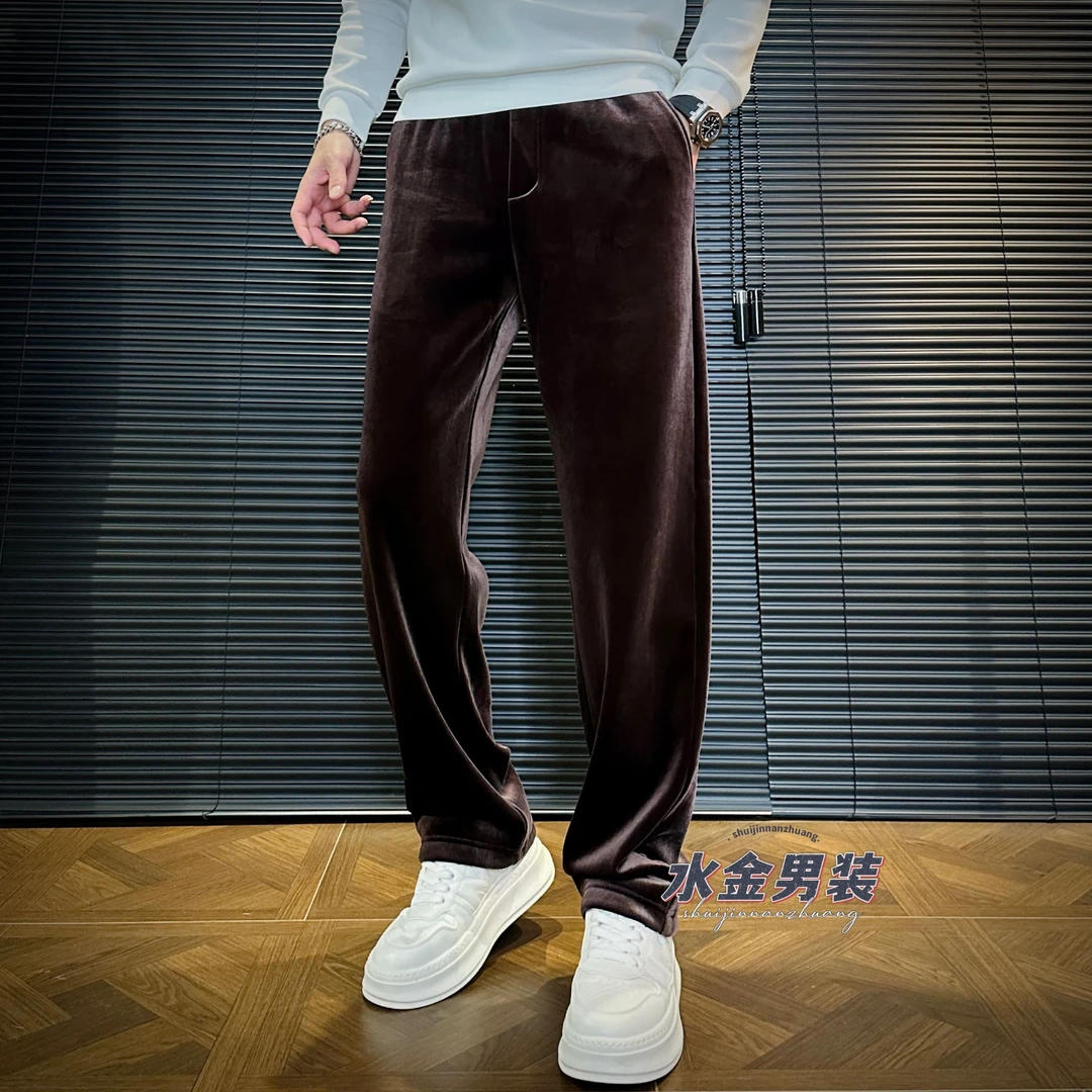 2025男装男士冬季潮流时尚舒适加厚加绒高端简约修身休闲裤 9131