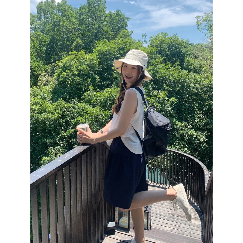 【ALINDM年中大清仓】胖mm宽松无袖背心外搭开衫运动休闲半身KG3831