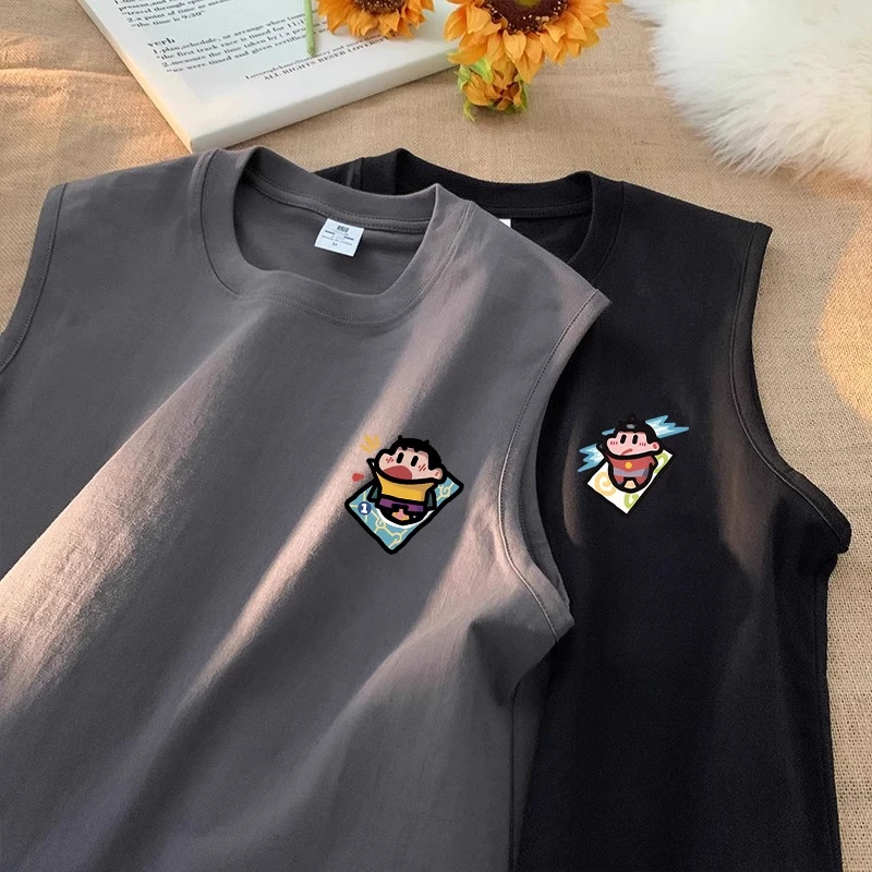 卡通小新童装男童小背心纯棉外穿夏装新款中大童男女孩无袖T恤潮
