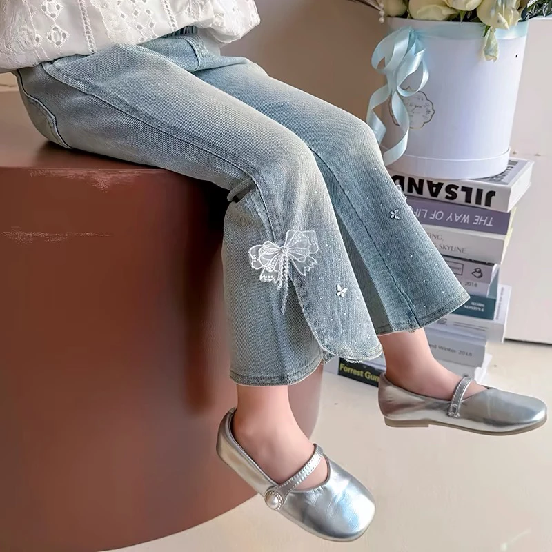 女童裤子春秋款女宝宝牛仔裤秋季2025新款洋气时尚春装女童喇叭裤