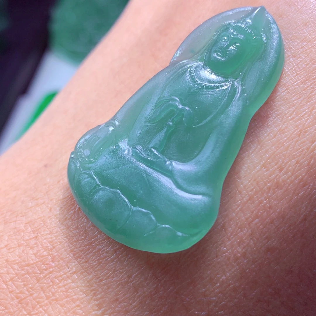 定制翡翠未镶嵌天然翡翠A货毛货挂件