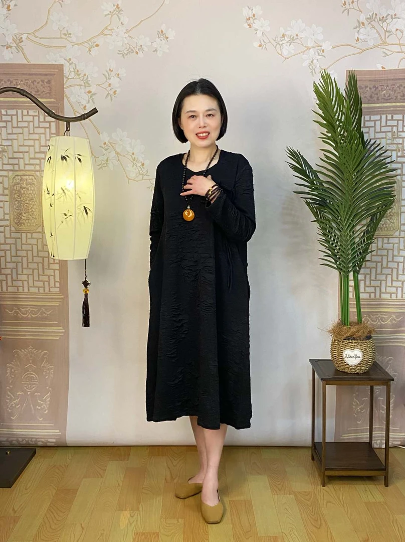 <年夏>大码气质阔太太宽松中长百搭连衣裙8869