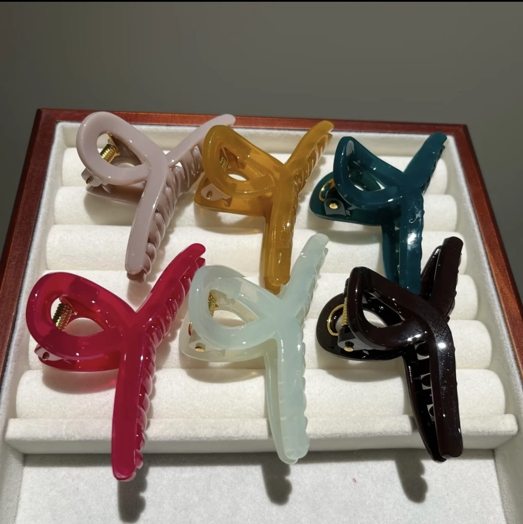 简约果冻色小号抓夹半扎发夹刘海夹女后脑勺盘发鲨鱼头饰MKT097