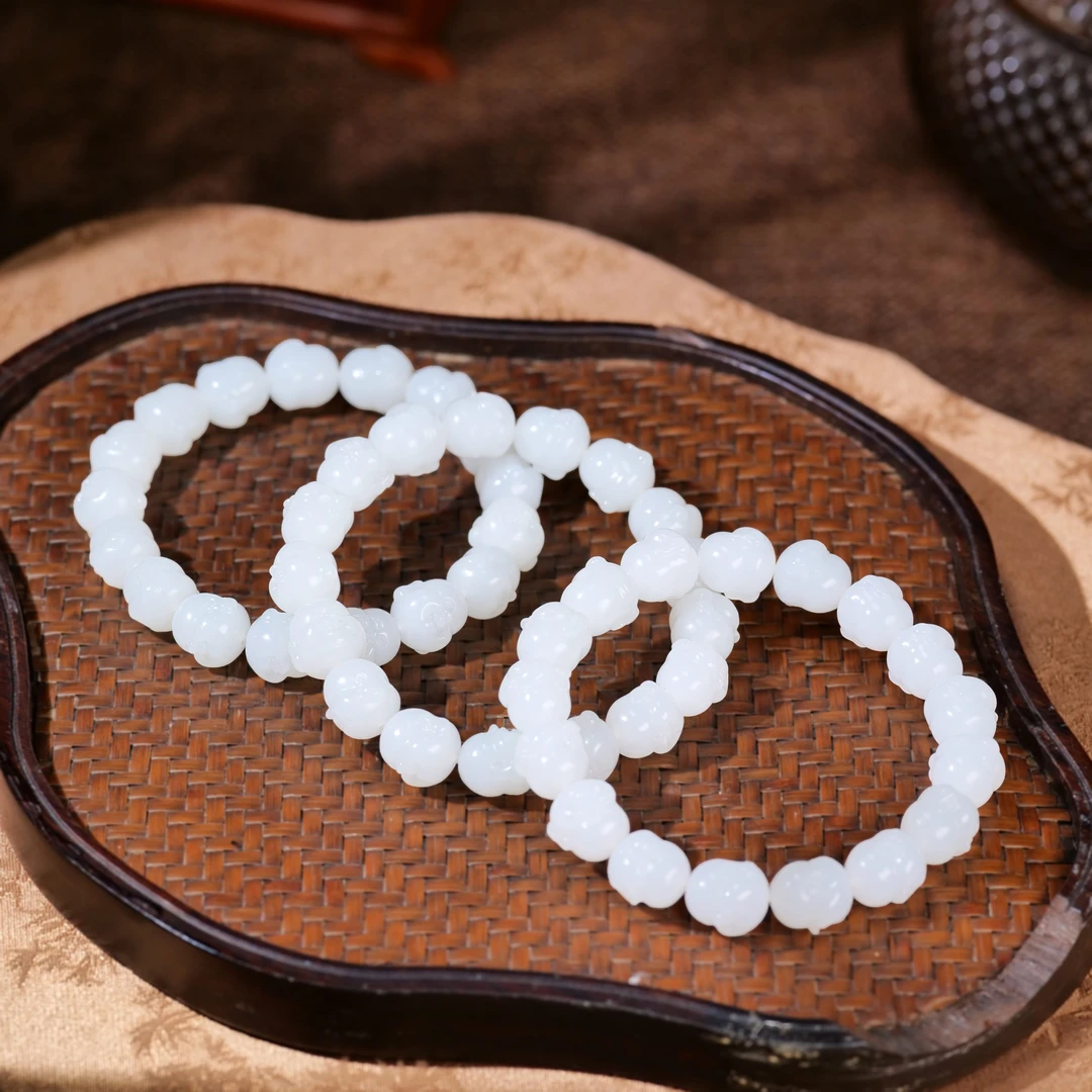 【小雨来了】和田玉白玉佛首手串 珠串 玉手链 多样性发一件