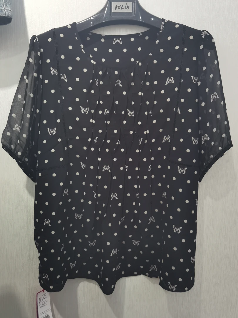 胖人坊褶皱雪纺衫4690