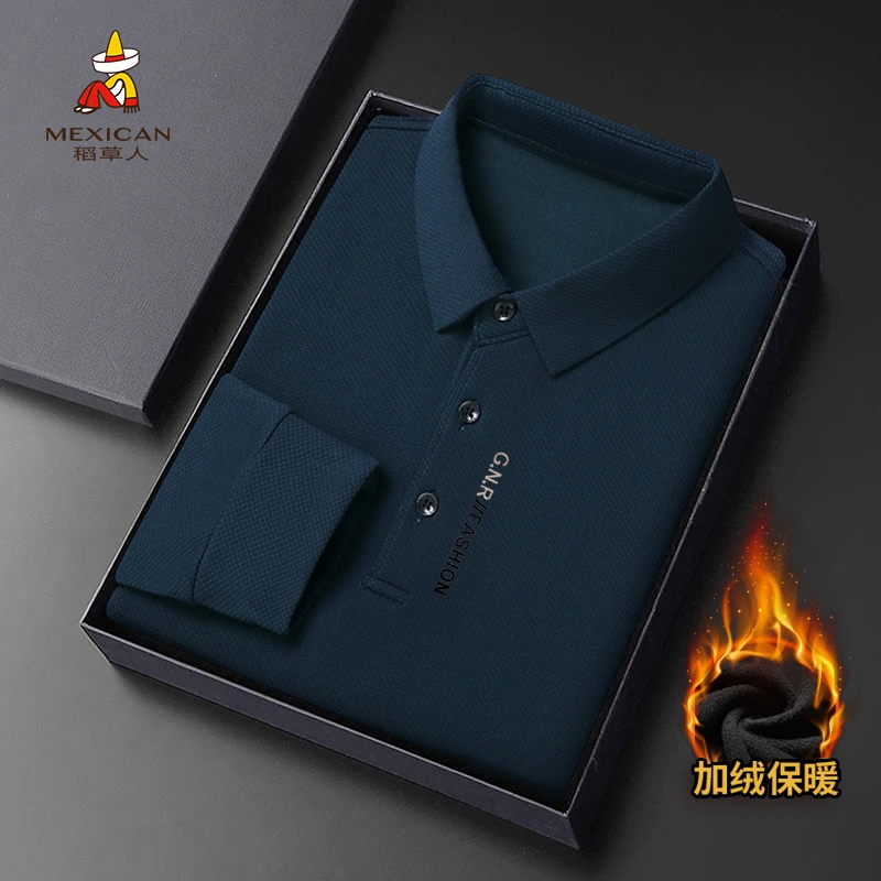 【加绒保暖】稻草人男士秋冬新款时尚百搭长袖POLO衫SZD2590