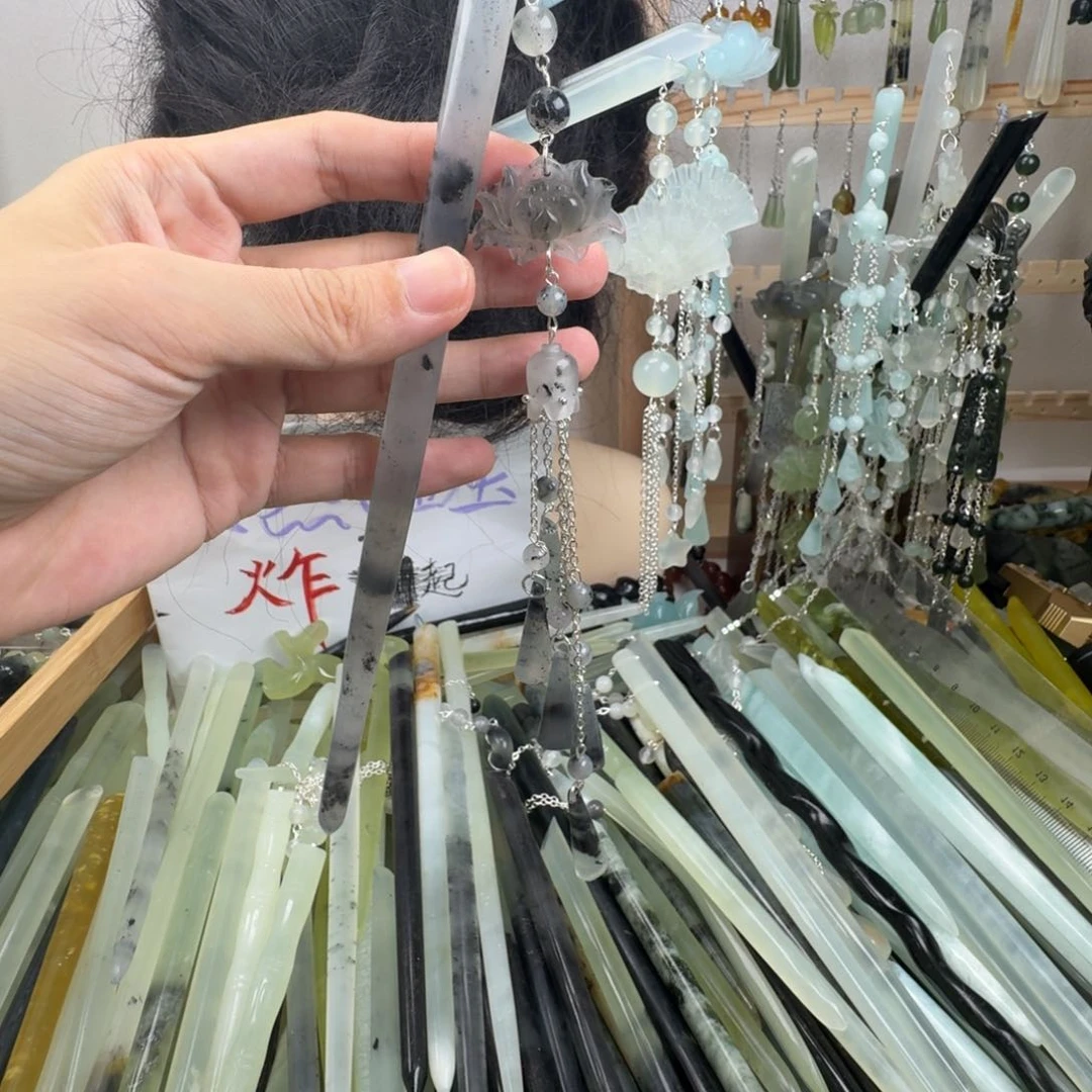 蛇纹石玉合金发饰