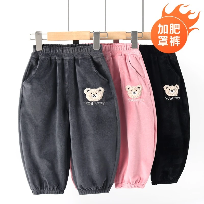 宝宝罩裤金丝绒冬天可套棉裤宽松防脏婴儿裤子男童儿童女外穿单裤