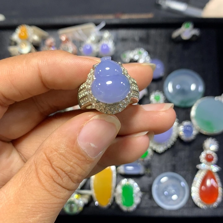 未镶嵌翡翠耳饰天然翡翠葫芦戒面