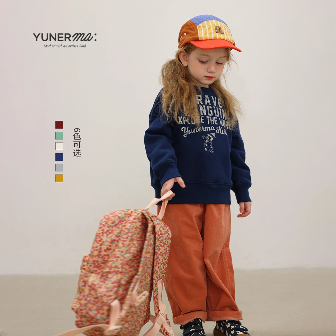 允儿妈女童2025春季新款百搭企鹅贴布卫衣宝宝纯棉上衣儿童长袖潮