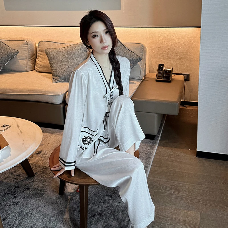 【50】家居服丝质长袖两件套丝款睡衣秋冬上新可外穿-23765