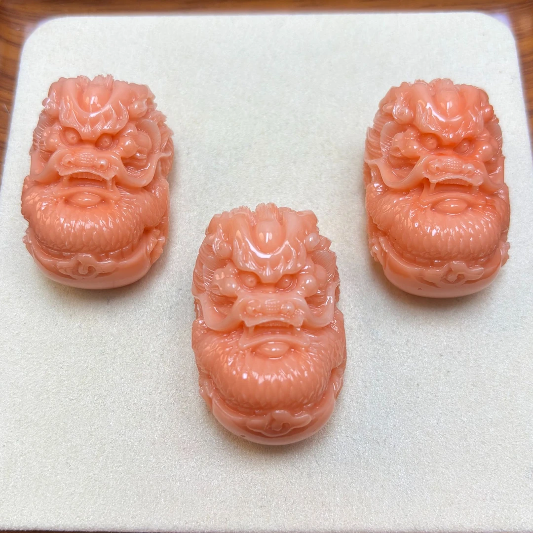 非金属珐琅吊坠 凤凰粉龙头雕刻吊坠 H136