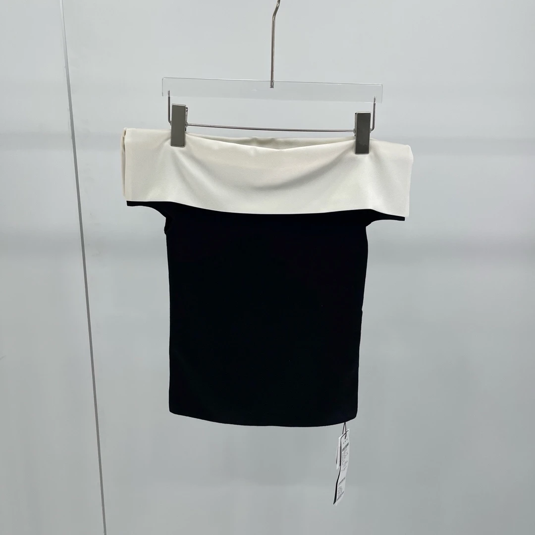 艾家商场同款8104艾家25一字肩透气百搭针织衫