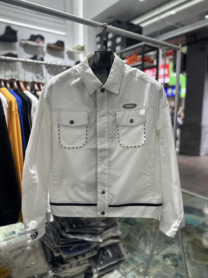 春秋款翻领夹克男拼接撞色潮流时尚薄款休闲外套