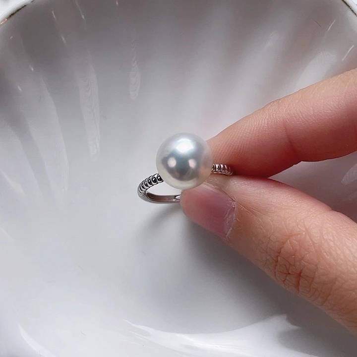 淡水珍珠戒指银S925镶嵌?****?