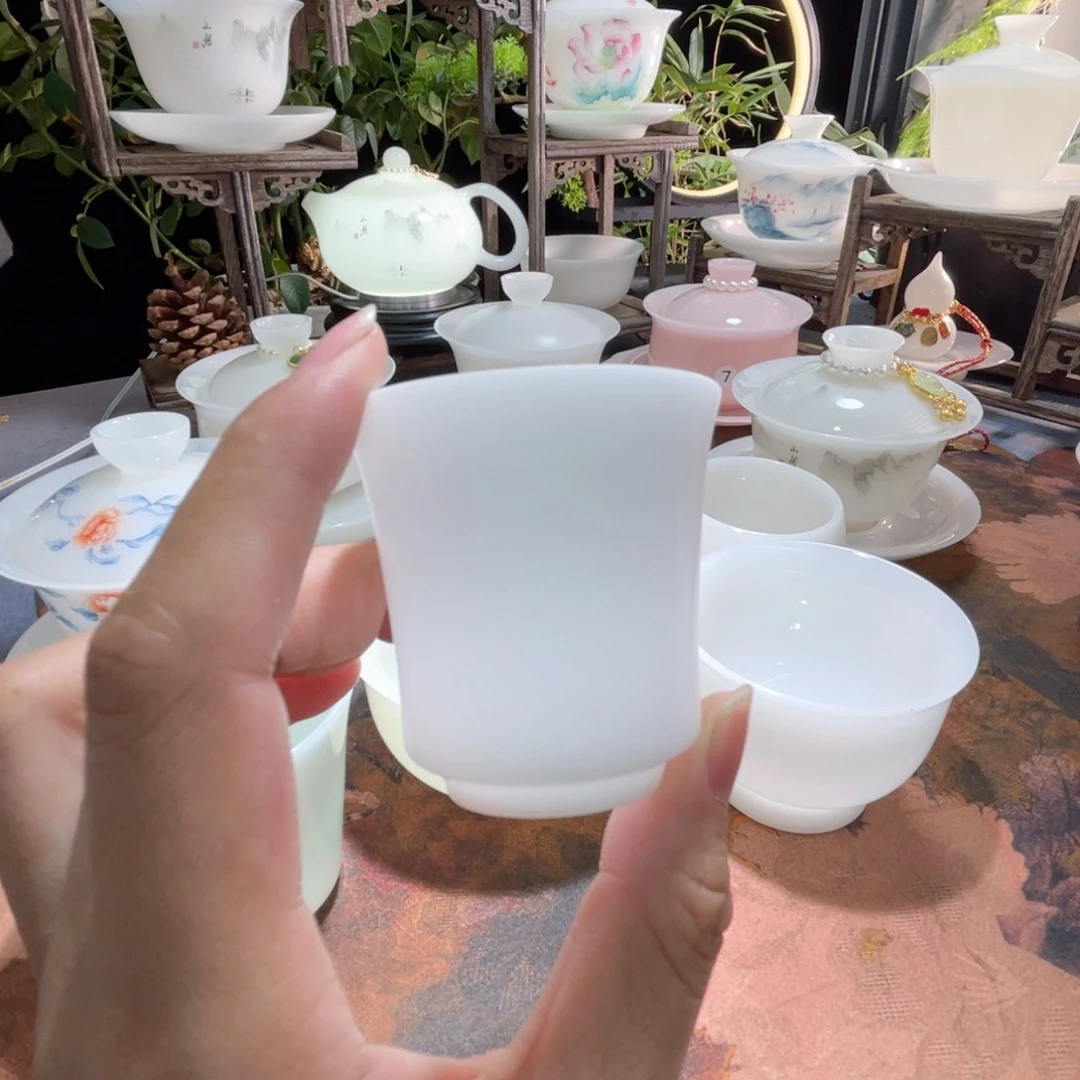 冰玉瓷素烧马蹄客杯