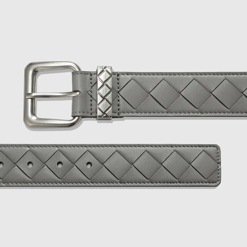 BONNAKE VACOOL圆环3.5厘米头层小牛皮手工编织皮带男士高档腰带