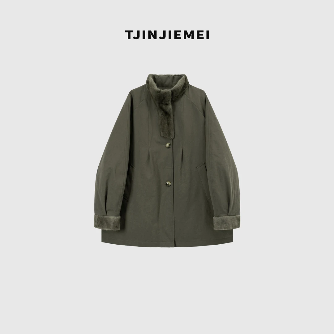 T井姐妹【费洛蒙】设计感拼接风衣鹅绒服ERF2509-25267