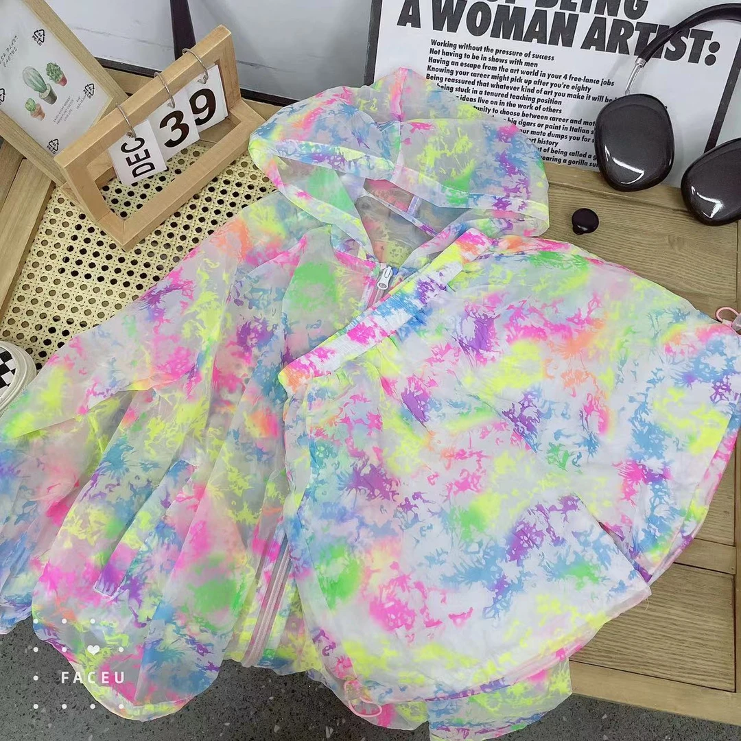 409103《现》小涵家韩版儿童夏季休闲舒适日常洋气时尚防晒套装