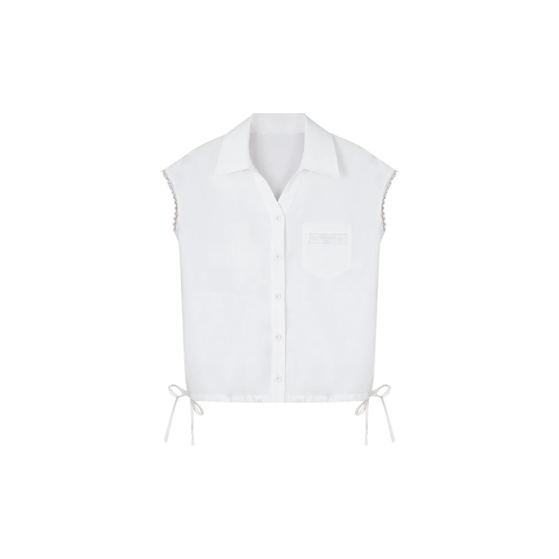 法式时尚文艺知性气质无袖衬衫951003