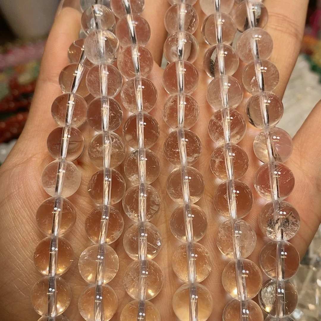 玛瑙/玉髓散珠天然白水晶10mm一条