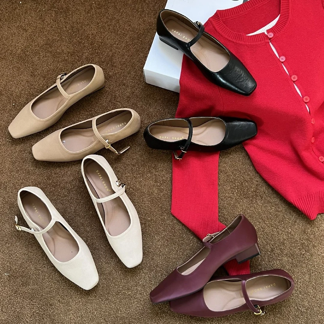 一字带方头中跟单鞋H3016