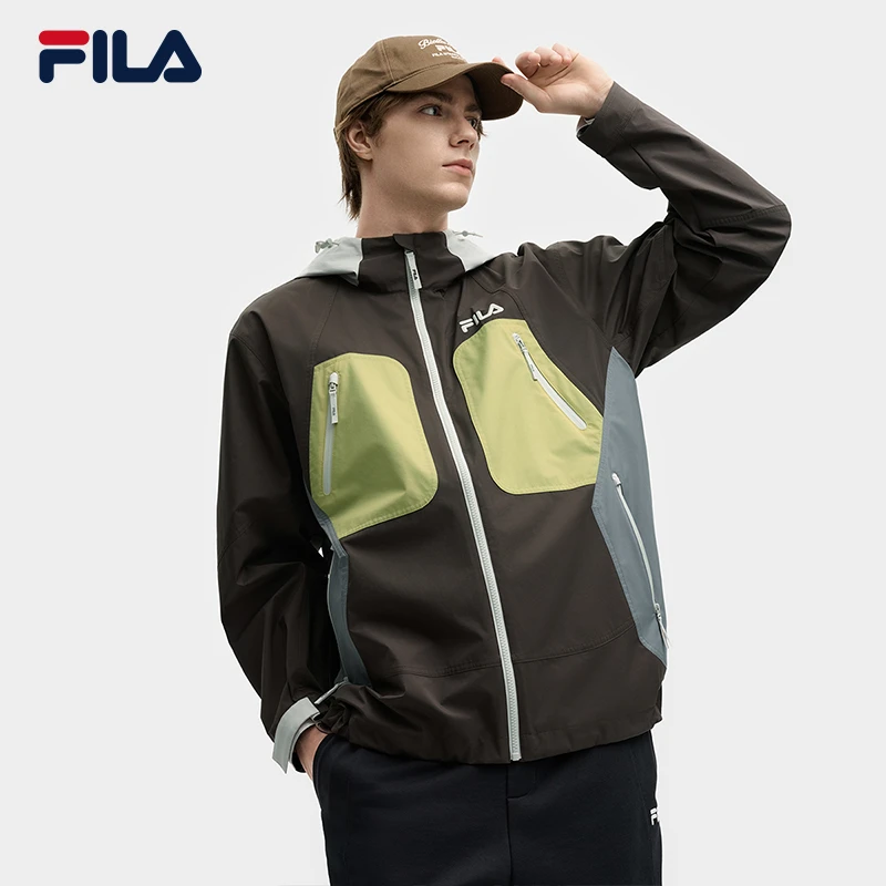 【防风撞色宽松】Fila/斐乐男秋季新款时尚运动连帽外套F11M539708F