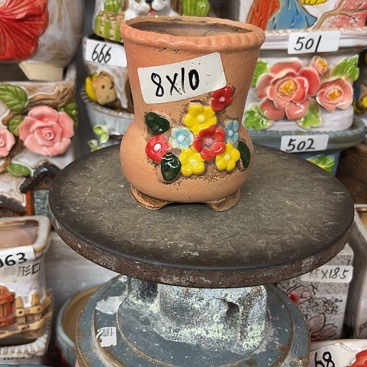 粗陶材质多肉花盆发货两个