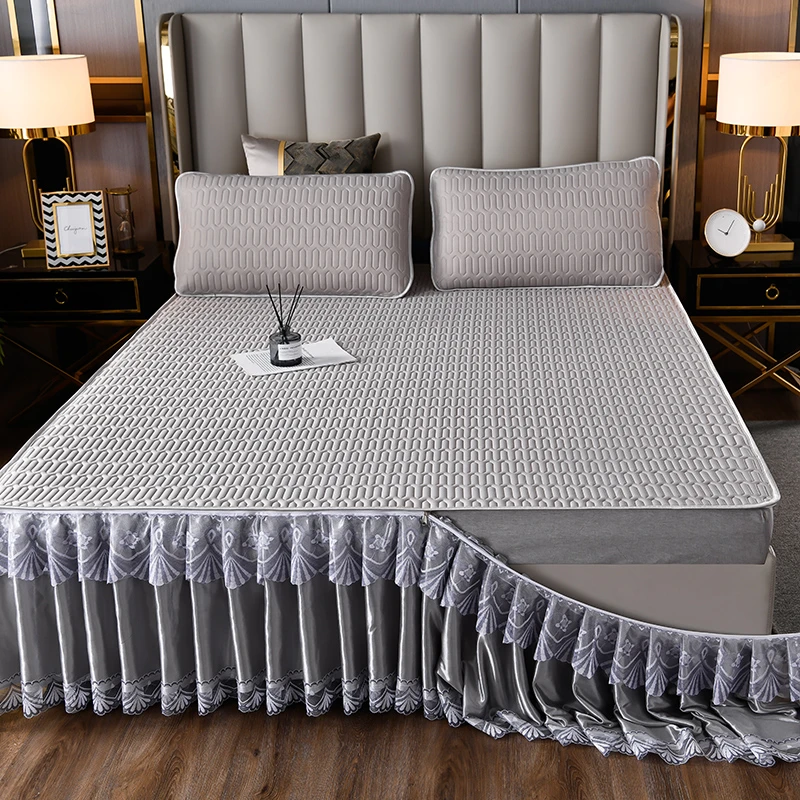 夏季乳胶凉席冰丝三件套可拆卸加厚乳胶凉席冰丝可水洗可机洗凉席