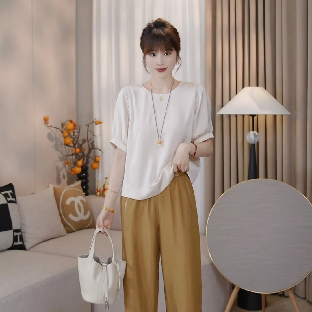 LMENY【清】风吹半夏~静奢镂空花边设计小衫上衣25BC041