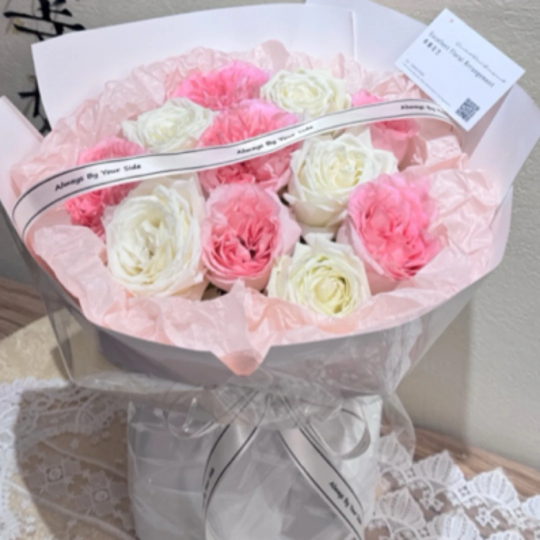 情人节～11朵白粉色玫瑰