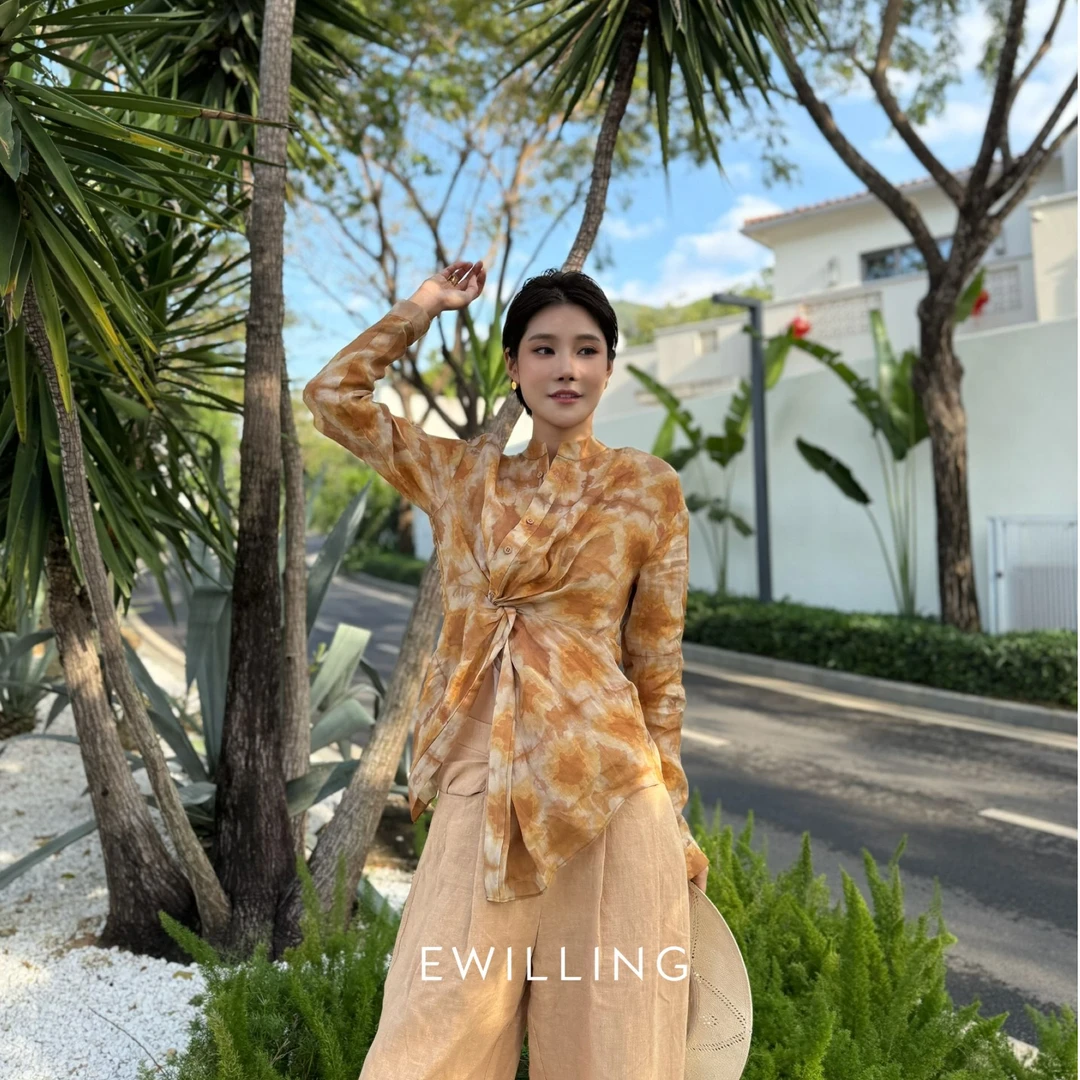 AUTI SEMINARIO纽结印花苎麻衬衫