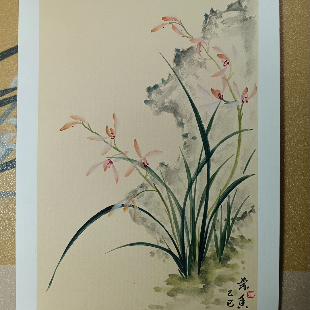 国画兰花装饰画真人真迹画心三幅