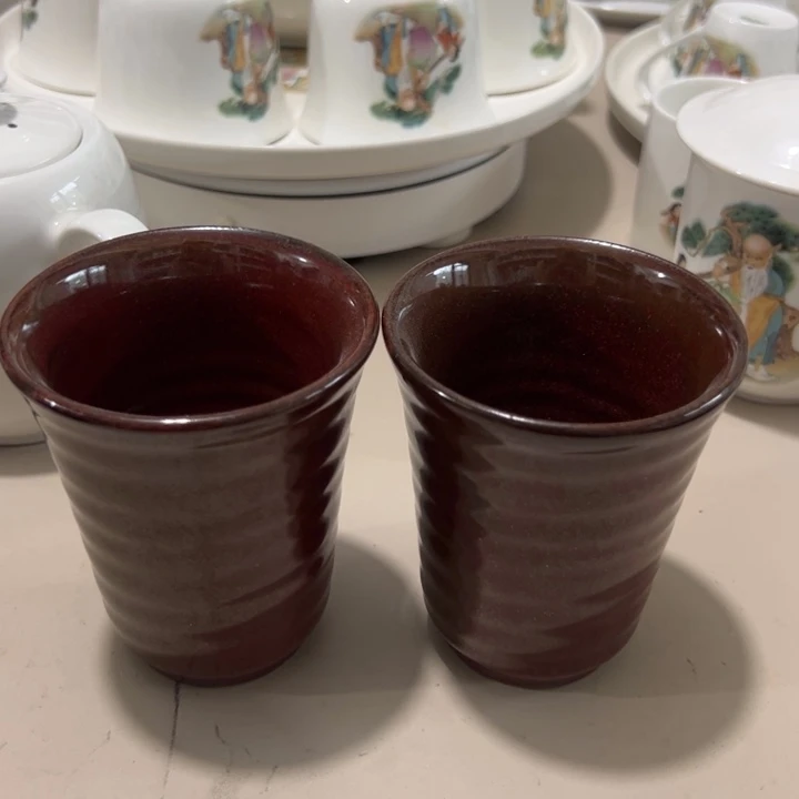 瓷片陶瓷制品复古杯2个