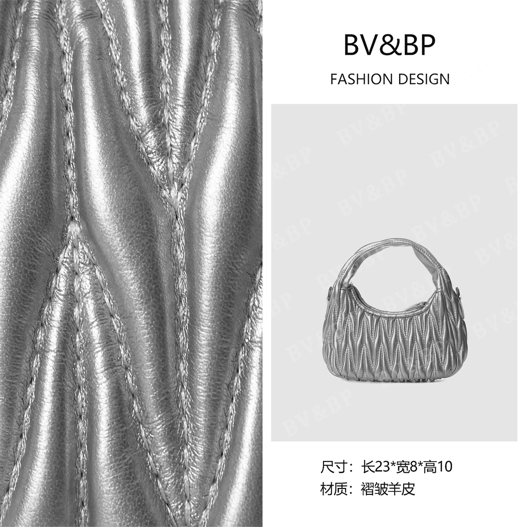 BV&BP· 原创设计 真皮高定单肩斜跨包  BV024-银色