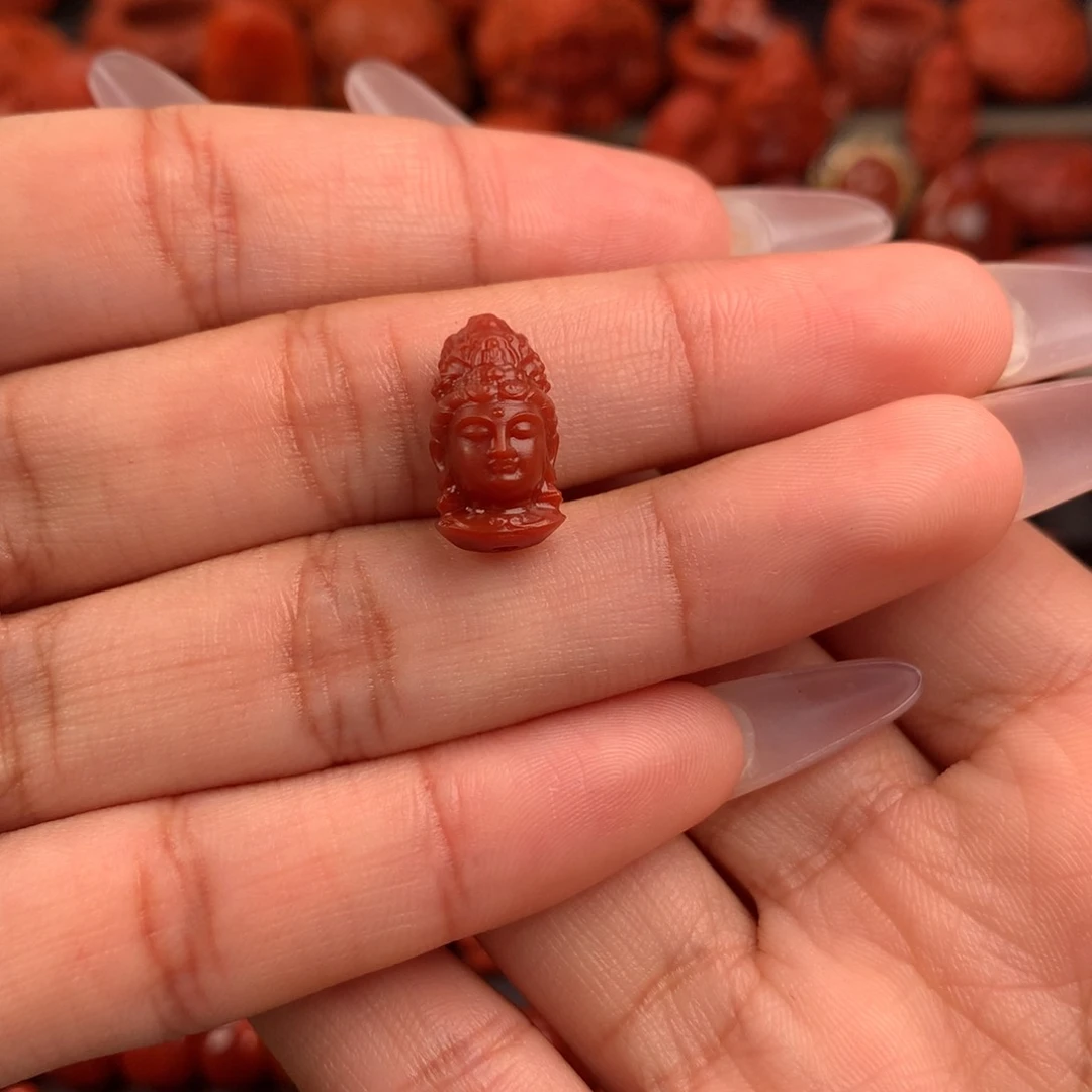 南红玛瑙 精工雕刻观音头8+未镶嵌