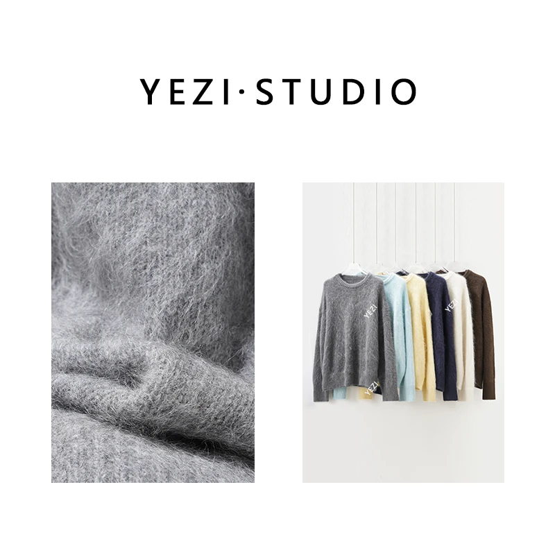 【童话镇】重工380g朦胧油画感羊.毛拉绒圆领毛衣25418030